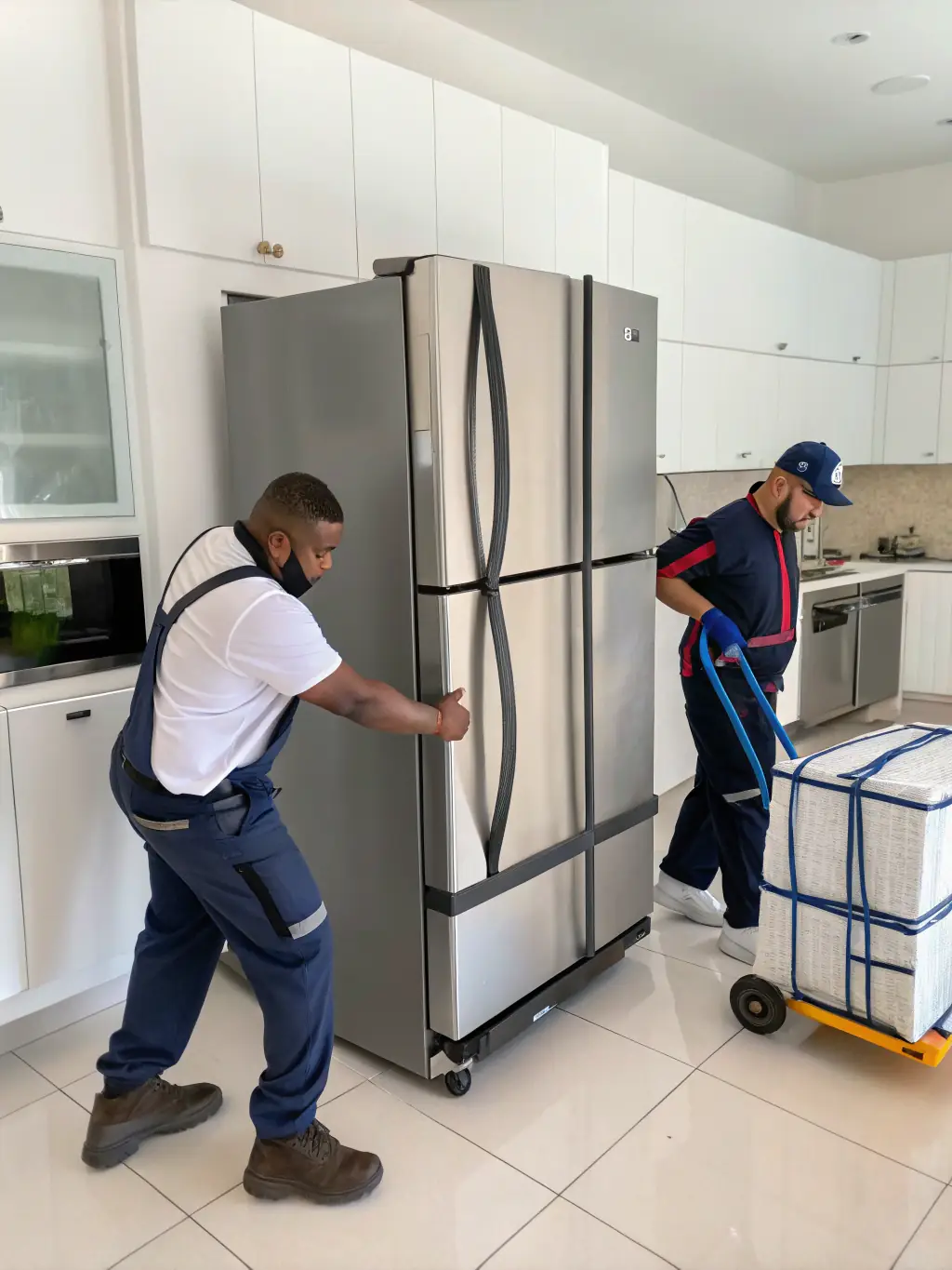 A photograph depicting Reef Movers' staff disassembling restaurant equipment with precision, highlighting their expertise in handling specialized machinery during a restaurant relocation.