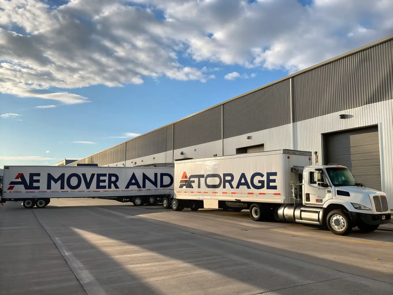An image showing Reef Movers' modern moving trucks equipped with safety features, parked outside a villa, ready for the transportation phase of the move.