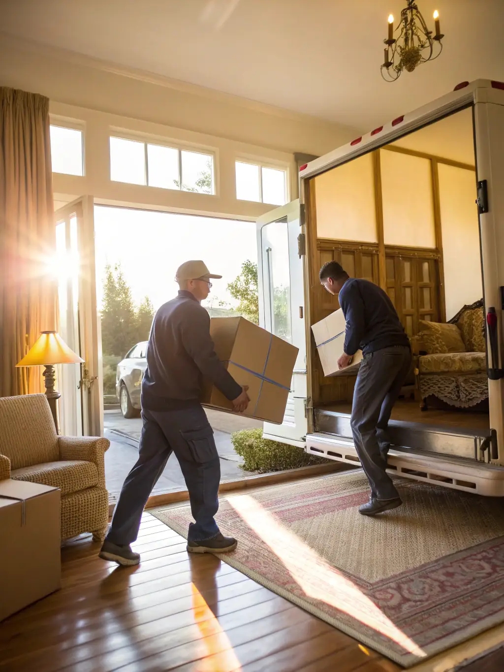 A photograph of Reef Movers' team unpacking boxes in a new home, showcasing their commitment to helping clients settle in quickly and comfortably after the move.
