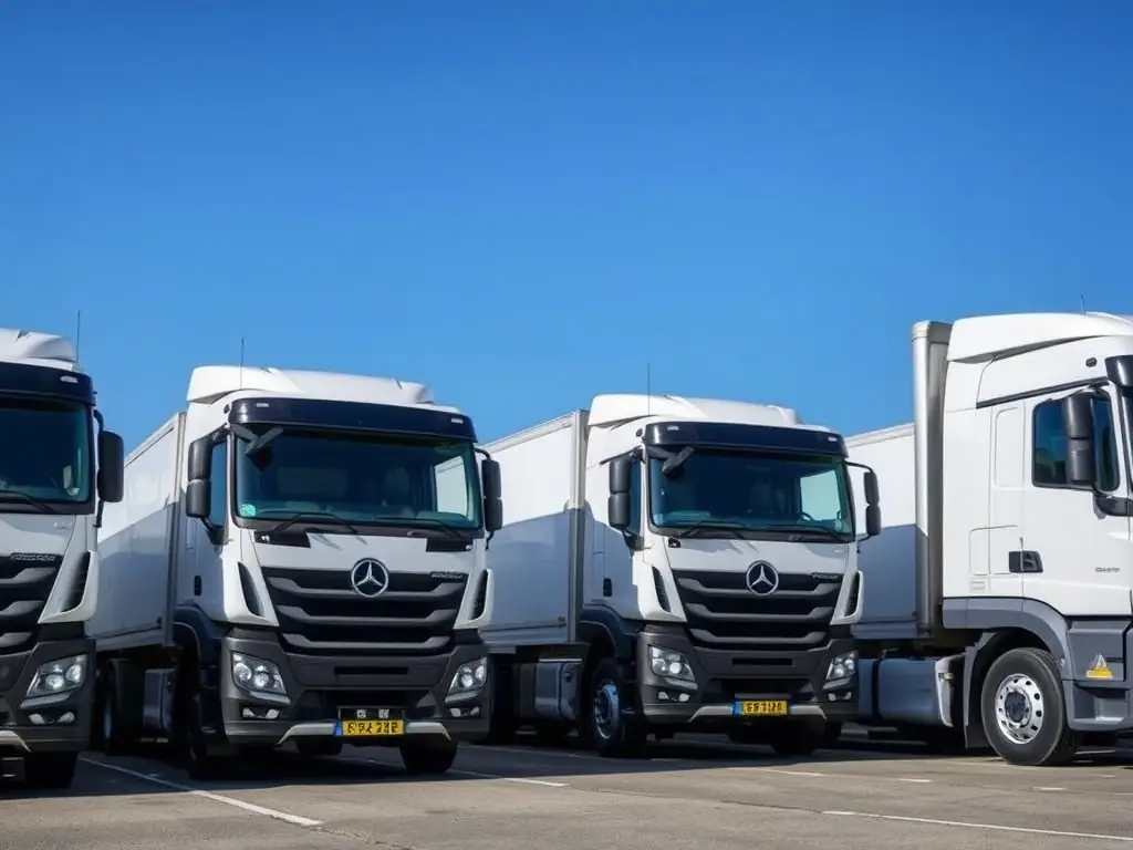 A photograph of Reef Movers' modern and well-maintained moving trucks equipped with GPS tracking, parked in front of a villa, emphasizing the company's reliability and advanced logistics.